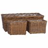 vidaXL Planterkurv med lagring 3 pcs Brun Kubu Rattan