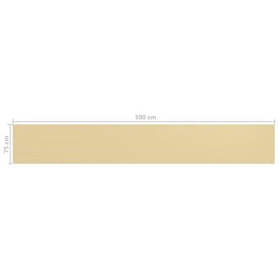 vidaXL Balkongskjerm beige 75x500 cm HDPE