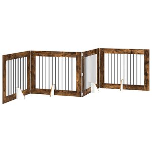vidaXL Foldbar hundegitter med stativer 4 stk. R&oslash;kt Eik 401 cm