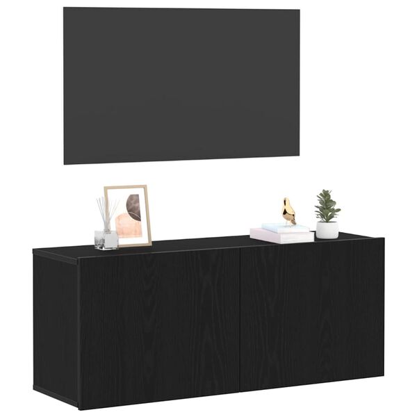 vidaXL TV-benksett Svart Eik 100 x 30 x 41 cm Konstruert tre