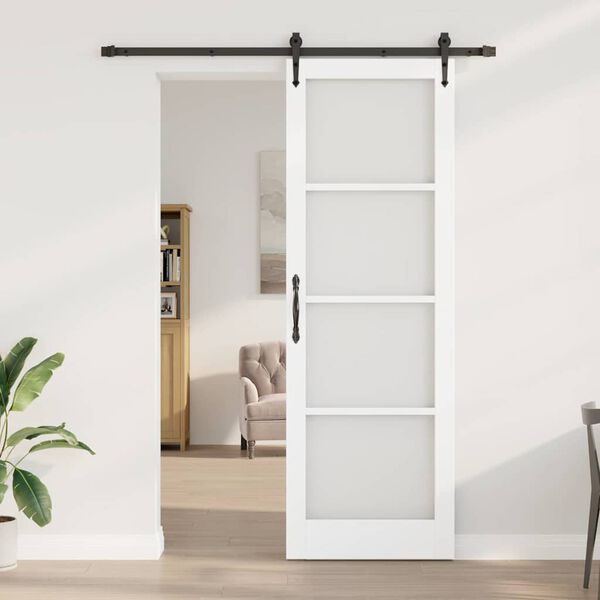 vidaXL Skyved&oslash;r Hvit 78 x 232 cm Massivt furutre og glass