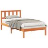vidaXL Sengestamme med hodegjerde Vokset Brun 90 x 200 cm Massiv furu