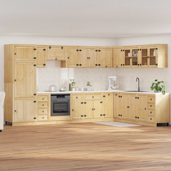 vidaXL Kabinett med skuff med hylle SKI 14 pcs HonningBrun Massiv furu