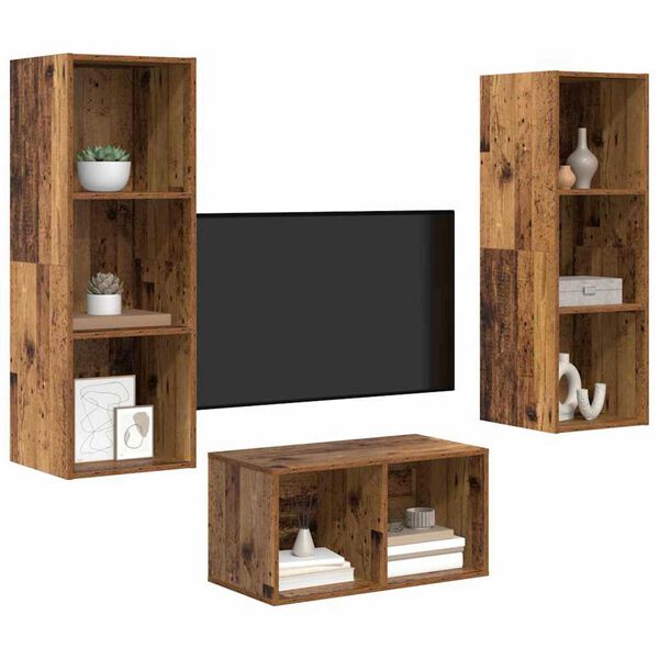 vidaXL TV-benksett Gamle tre 37 x 37 x 107 cm Konstruert tre