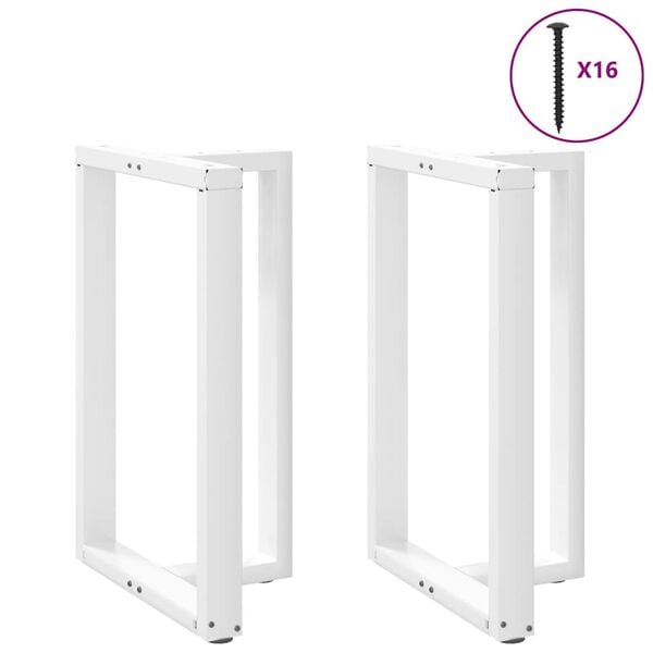 vidaXL Barbordben T-formet 2 stk hvit 60x35x(90-91) cm st&aring;l