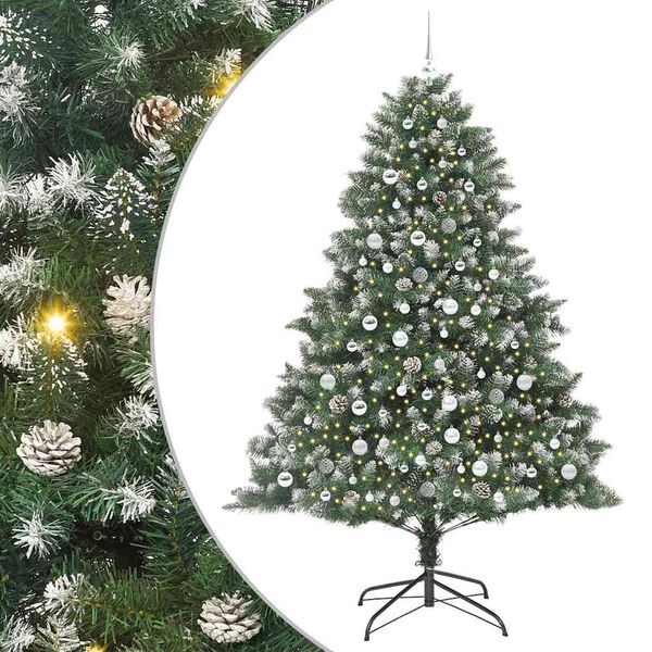 vidaXL Kunstig juletre med 300 LED gr&oslash;nn 210 cm PVC og plast og st&aring;l