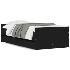 vidaXL Sengeramme med skuffer svart 90x190 cm