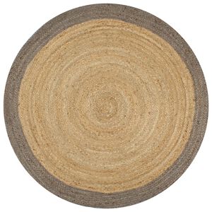 vidaXL H&aring;ndlaget juteteppe med gr&aring; kant 90 cm
