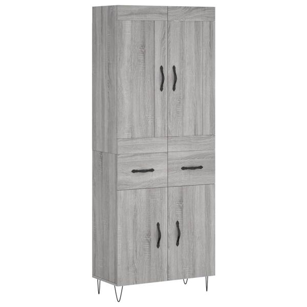 vidaXL Highboard gr&aring; sonoma 69,5x34x180 cm konstruert tre
