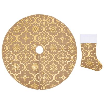 vidaXL Luksus juletreskjørt med sokk gul 122 cm stoff