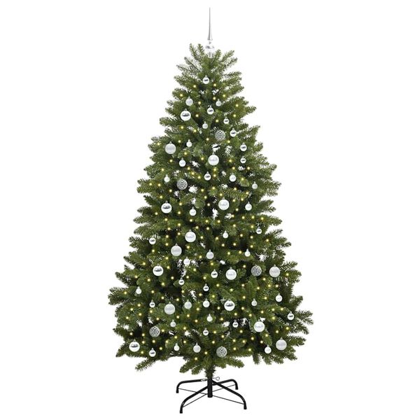 vidaXL Kunstig juletre med 300 LED gr&oslash;nn 210 cm PVC og metall