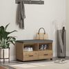 vidaXL Gangbenk med pute med skuff Artisan Eik 80 x 38 x 46 cm