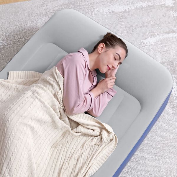 Bestway Luftmadrass Tritech 1 person 191x97x46 cm blå og grå