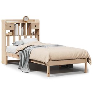 vidaXL Seng med bokhylle uten madrass 90x190 cm heltre furu