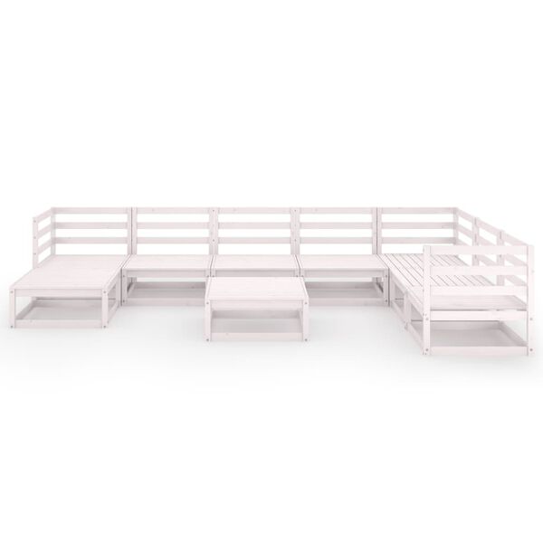 vidaXL Hagesofagruppe 9 deler hvit heltre furu