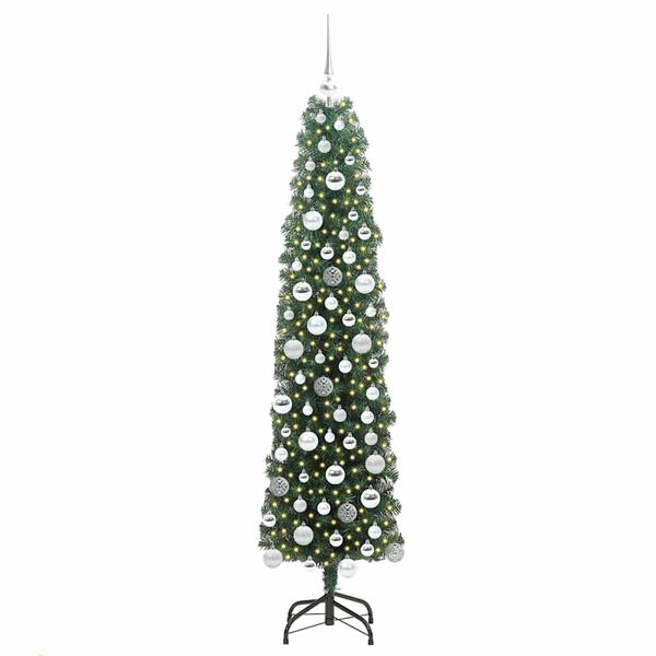 vidaXL Kunstig juletre med 300 LED grønn 180 cm PVC og stål og plast