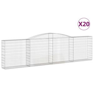 vidaXL Gabionkurver buede 20 stk 400x30x100/120 cm galvanisert jern