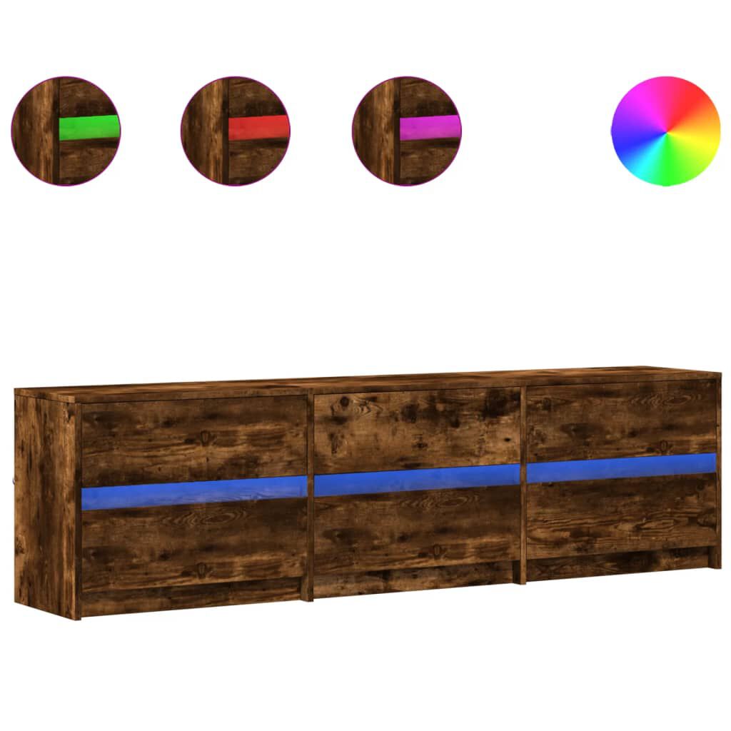 vidaXL TV-benk med LED røkt eik 180x34x50 cm konstruert tre