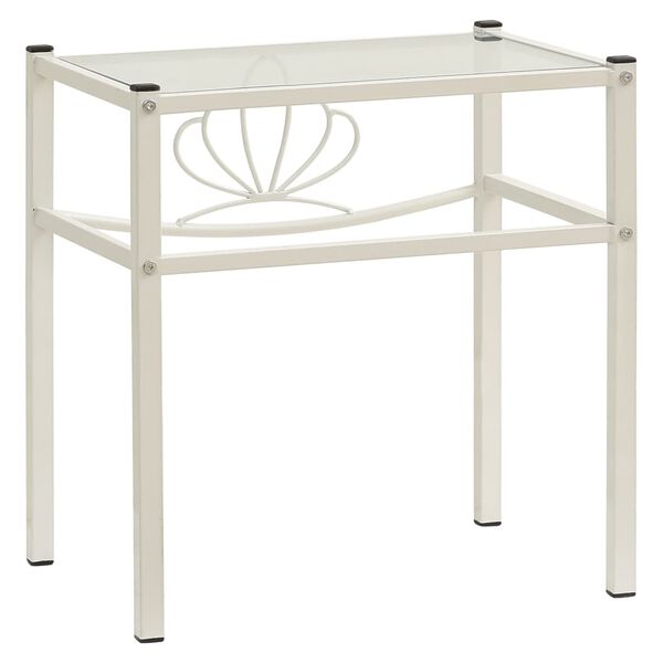 vidaXL Nattbord hvit og gjennomsiktig 42,5x33x44,5 cm metall og glass