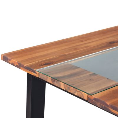 vidaXL Spisebord Solid Akasiatre og Glass 180x90x75 cm