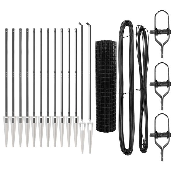 vidaXL Gjerde med stolpe Gr&aring; 1,2 x 25 m St&aring;l