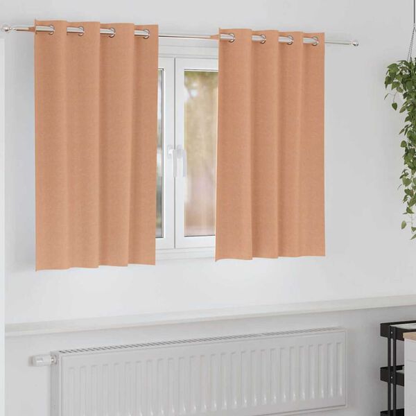 vidaXL M&oslash;rkleggende Gardiner med Ringer 2 pcs Lys Brun 140 x 140 cm