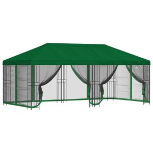 vidaXL Paviljong med sidevegger 6 x 3 m Gr&oslash;nn Polyester og st&aring;l