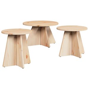 vidaXL Kaffebord 3 stk. Naturlig 49 x 49 x 30 cm