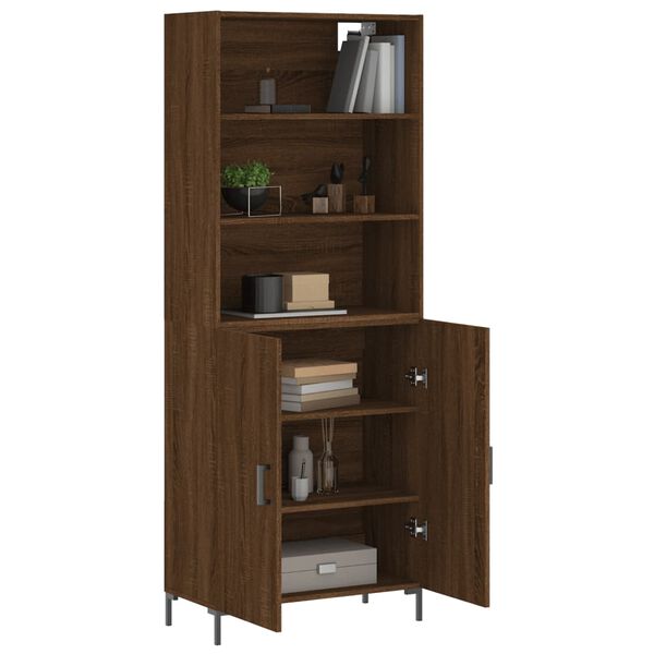 vidaXL Highboard brun eik 69,5x34x180 cm konstruert tre