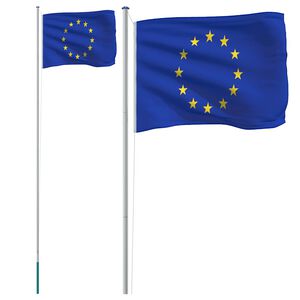 vidaXL Europeisk flagg og stang 6,08 m aluminium