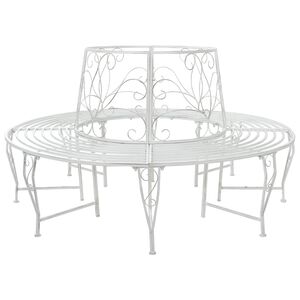vidaXL Trebens 8-Antall seter &Oslash; 160 x 89 cm St&aring;l Antikk hvit Rund