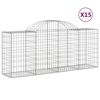 vidaXL Gabionkurver buede 15 stk 200x50x80/100 cm galvanisert jern