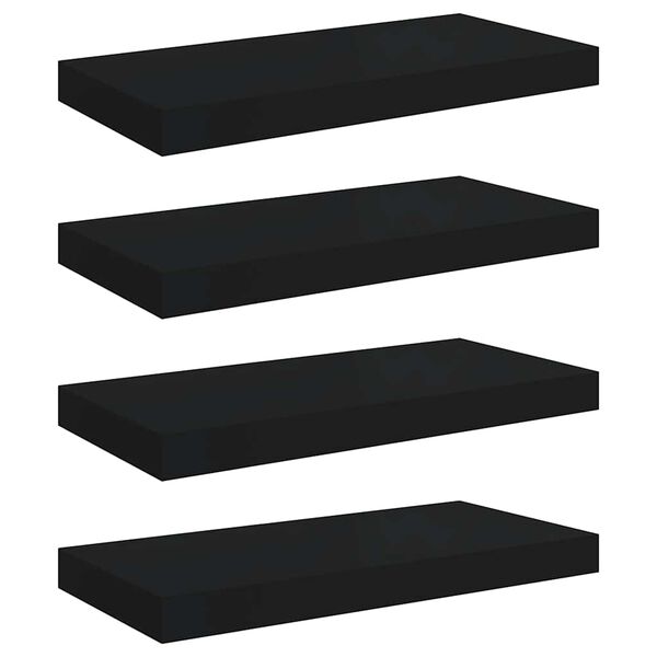 vidaXL Flytende vegghyller 4 stk svart 50x23x3,8 cm MDF