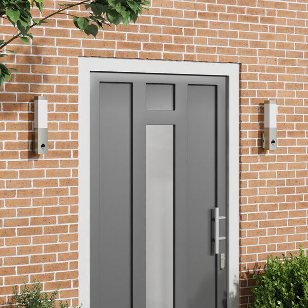 vidaXL Utendørs vegglamper 2 pcs sølv 10.5 x 6 x 35 cm Rustfritt stål