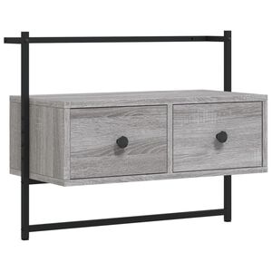 vidaXL TV-benk veggmontert gr&aring; sonoma 60,5x30x51 cm konstruert tre