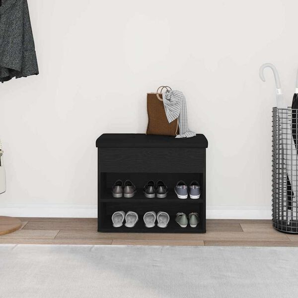 vidaXL Oppbevaringsbenk Svart Eik 62 x 32 x 50 cm Konstruert tre