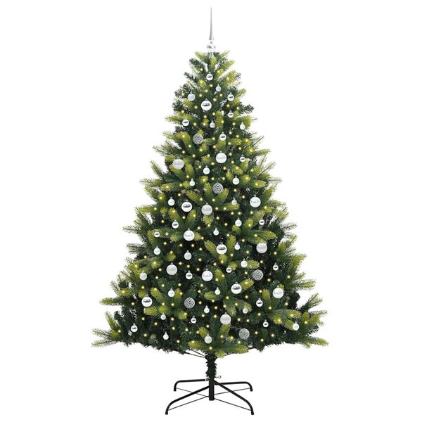 vidaXL Kunstig leddet juletre med 300 LED-lamper gr&oslash;nn 210 cm