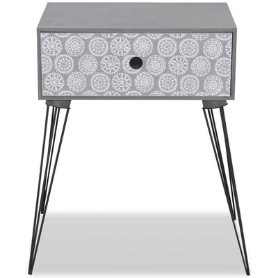 vidaXL Nattbord med 1 skuff rektangulær grå