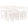 vidaXL Hagebarsett 9 deler hvit heltre furu