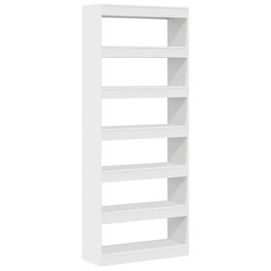 vidaXL Bokskap 6 niv&aring;er 80 x 30 x 198 cm Konstruert tre Hvit