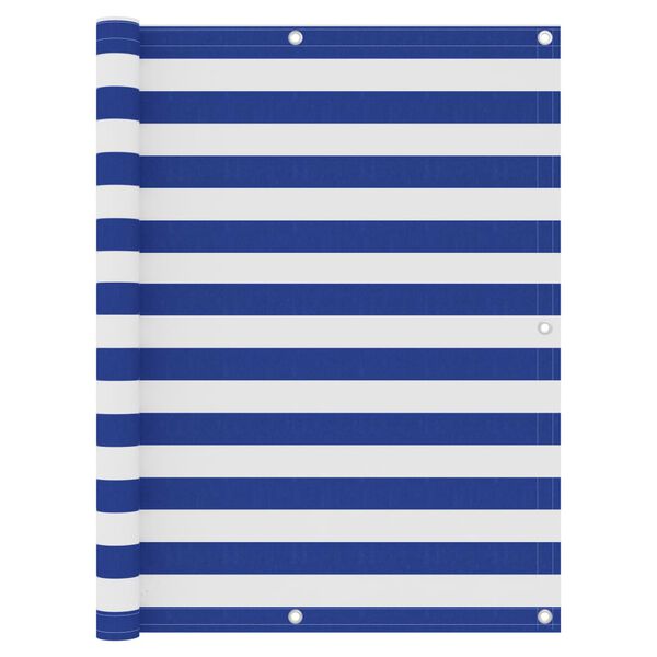 vidaXL Balkongskjerm hvit og blå 120x500 cm oxfordstoff