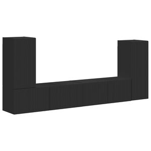 vidaXL TV-benksett 4 pcs Svart Konstruert tre