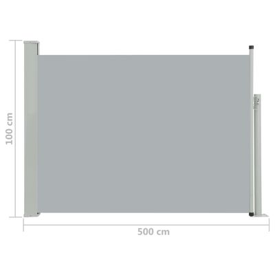 vidaXL Uttrekkbar sidemarkise 100x500 cm grå