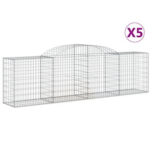 vidaXL Gabionkurver buede 5 stk 300x50x80/100 cm galvanisert jern