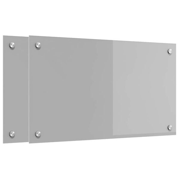 vidaXL Kj&oslash;kkenbakplate 2 pcs Lysegr&aring; 70 x 40 cm herdet glass