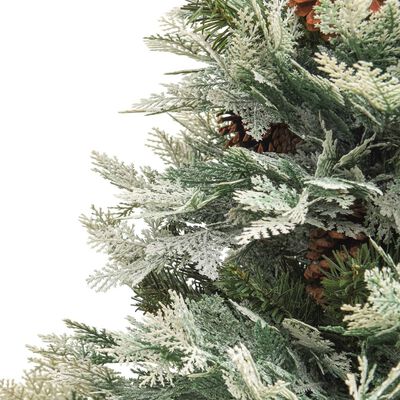 vidaXL Forhåndsbelyst juletre med kongler grønn 150 cm PVC og PE