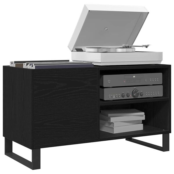 vidaXL Plateskap med hylle Svart Eik 85 x 38 x 48 cm Konstruert tre