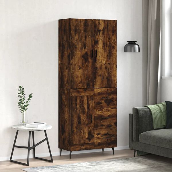 vidaXL Highboard r&oslash;kt eik 69,5x34x180 cm konstruert tre