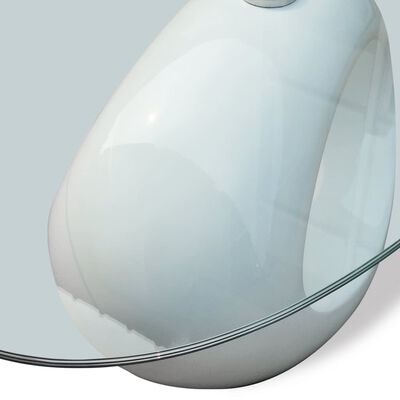 vidaXL Salongbord med oval glassflate høyglans hvit