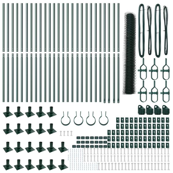 vidaXL Gjerdep&aring;le gr&oslash;nn 50 x 1,2 m (50 mm mesh) St&aring;l og PVC